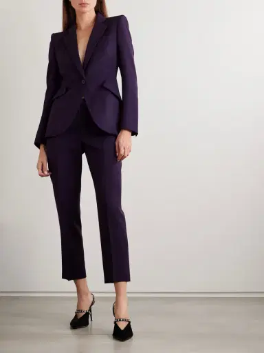 McQueen Cropped Grain De Poudre Wool Tapered Pants | Thumbnail 2 McQueen Cropped Grain De Poudre Wool Tapered Pants | Thumbnail 2