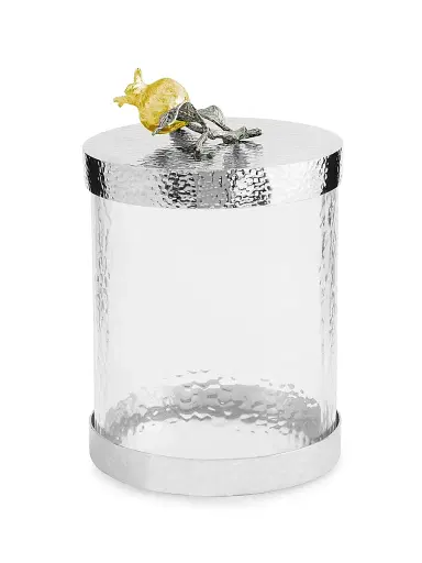 Michael Aram Small Pomegranate Silver & Gold Canister - Grey Yellow | Thumbnail 1 Michael Aram Small Pomegranate Silver & Gold Canister - Grey Yellow | Thumbnail 1