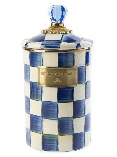 MacKenzie-Childs Royal Check Large Enamel Canister | Thumbnail 1 MacKenzie-Childs Royal Check Large Enamel Canister | Thumbnail 1