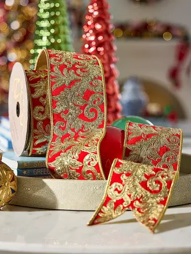 D. Stevens Velvet Sequined Acanthus-Trim Ribbon | Thumbnail 1 D. Stevens Velvet Sequined Acanthus-Trim Ribbon | Thumbnail 1