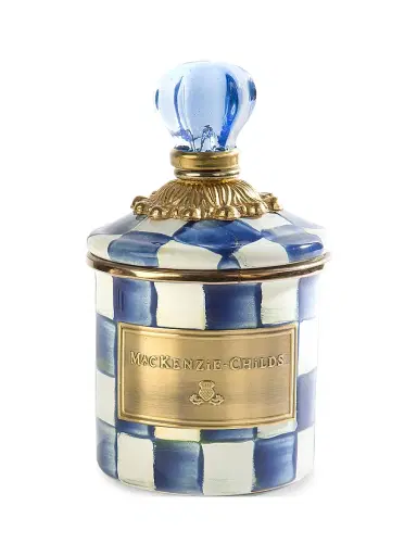 MacKenzie-Childs Mini Royal Check Enamel Canister - Blue White | Thumbnail 1 MacKenzie-Childs Mini Royal Check Enamel Canister - Blue White | Thumbnail 1