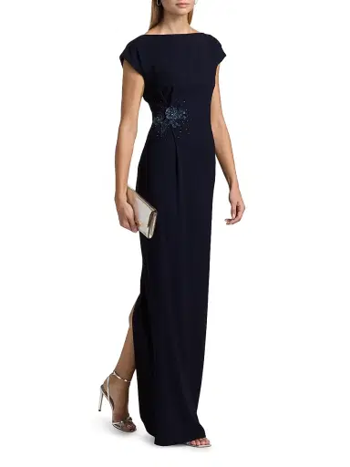 Sachin & Babi Women's Kelly Embellished Stretch-Crepe Column Gown - Midnight | Thumbnail 2 Sachin & Babi Women's Kelly Embellished Stretch-Crepe Column Gown - Midnight | Thumbnail 2