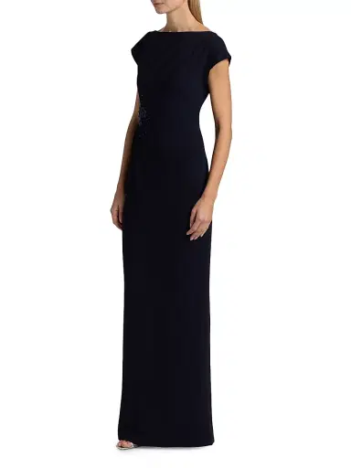 Sachin & Babi Women's Kelly Embellished Stretch-Crepe Column Gown - Midnight | Thumbnail 4 Sachin & Babi Women's Kelly Embellished Stretch-Crepe Column Gown - Midnight | Thumbnail 4