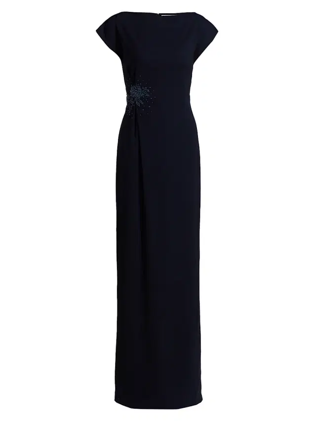 Women's Kelly Embellished Stretch-Crepe Column Gown - Midnight Women's Kelly Embellished Stretch-Crepe Column Gown - Midnight