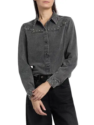 RAILS Women's Vinea Studded Point-Collar Denim Shirt | Thumbnail 3 RAILS Women's Vinea Studded Point-Collar Denim Shirt | Thumbnail 3