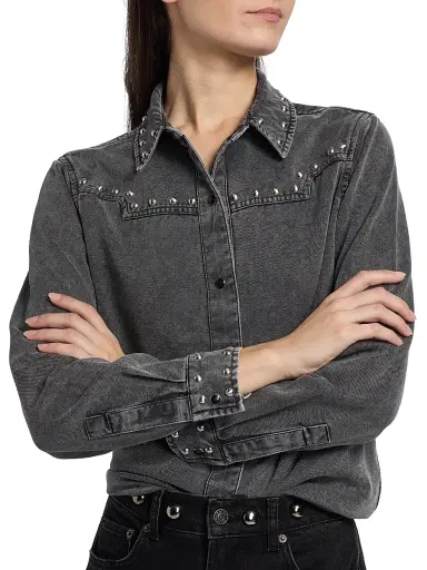 RAILS Women's Vinea Studded Point-Collar Denim Shirt | Thumbnail 6 RAILS Women's Vinea Studded Point-Collar Denim Shirt | Thumbnail 6