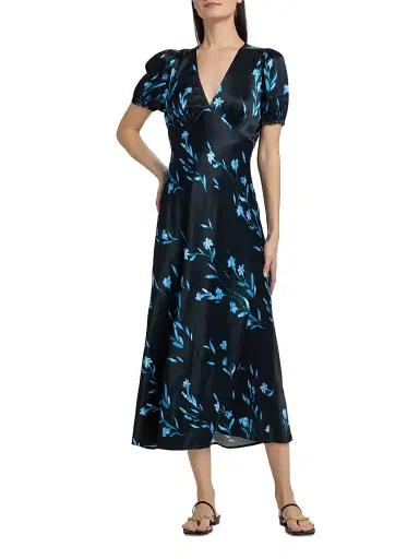 Rails Women's Junia Puff-Sleeve Floral Midi-Dress - Blue Carnation | Thumbnail 3 Rails Women's Junia Puff-Sleeve Floral Midi-Dress - Blue Carnation | Thumbnail 3