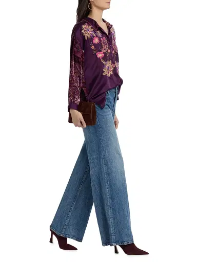 Johnny Was Women's The Slim Audrey Embroidered Floral Burnout Shirt - Domitila | Thumbnail 2 Johnny Was Women's The Slim Audrey Embroidered Floral Burnout Shirt - Domitila | Thumbnail 2
