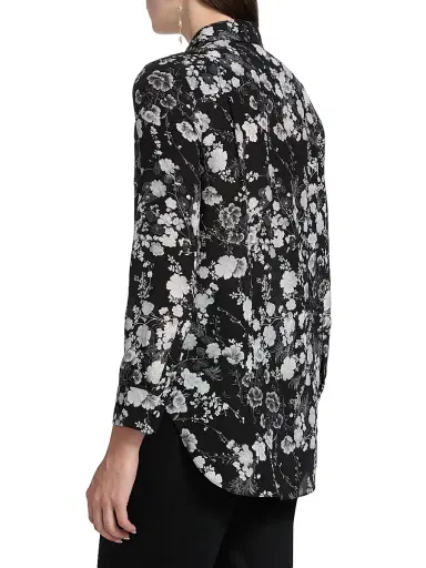 Adam Lippes Women's Mathias Floral Crêpe de Chine Silk Shirt - Black Silver | Thumbnail 5 Adam Lippes Women's Mathias Floral Crêpe de Chine Silk Shirt - Black Silver | Thumbnail 5