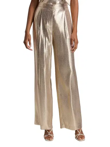 Ramy Brook Women's Izzy Metallic Silk-Blend Wide-Leg Pants - Gold | Thumbnail 3 Ramy Brook Women's Izzy Metallic Silk-Blend Wide-Leg Pants - Gold | Thumbnail 3
