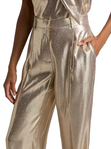 Ramy Brook Women's Izzy Metallic Silk-Blend Wide-Leg Pants - Gold | Thumbnail 6 Ramy Brook Women's Izzy Metallic Silk-Blend Wide-Leg Pants - Gold | Thumbnail 6
