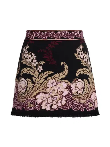 Cara Cara Women's Lindy Wool-Cotton Jacquard Miniskirt - Nouvea Black - Size Large | Thumbnail 1 Cara Cara Women's Lindy Wool-Cotton Jacquard Miniskirt - Nouvea Black - Size Large | Thumbnail 1
