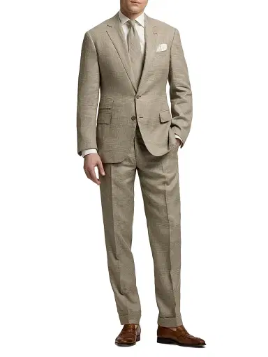 Ralph Lauren Purple Label Men's Gregory Hand-Tailored Plaid Suit Trousers - Summer Sand Truffle | Thumbnail 2 Ralph Lauren Purple Label Men's Gregory Hand-Tailored Plaid Suit Trousers - Summer Sand Truffle | Thumbnail 2