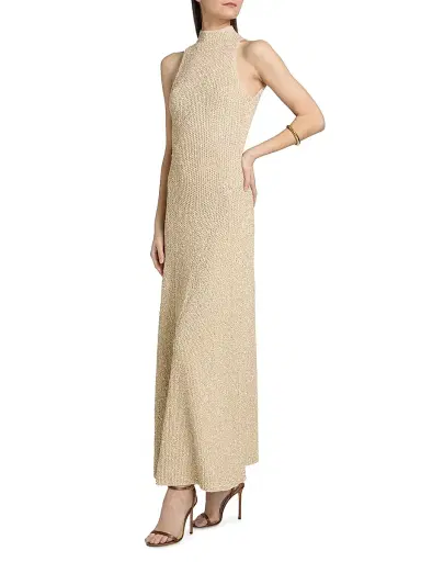Ronny Kobo Women's Alania Sequined Knit Maxi Dress - Champagne | Thumbnail 4 Ronny Kobo Women's Alania Sequined Knit Maxi Dress - Champagne | Thumbnail 4