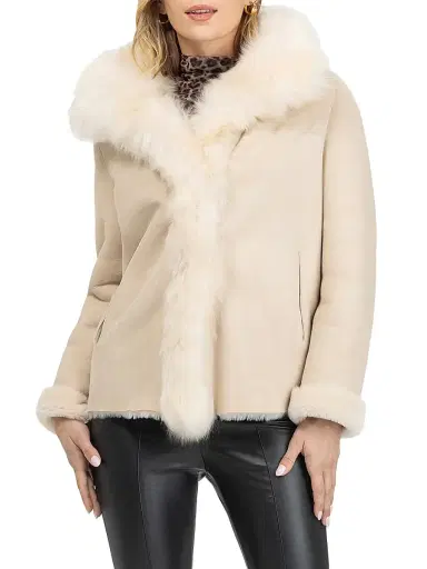 Gorski Women's Merino Toscana Lamb Jacket - Ivory - Size XL | Thumbnail 3 Gorski Women's Merino Toscana Lamb Jacket - Ivory - Size XL | Thumbnail 3