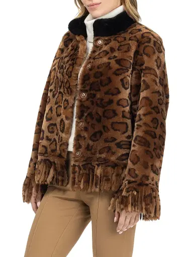 Gorski Women's Shearling Lamb Coat with Fringes - Lprd Black - Size XL | Thumbnail 3 Gorski Women's Shearling Lamb Coat with Fringes - Lprd Black - Size XL | Thumbnail 3