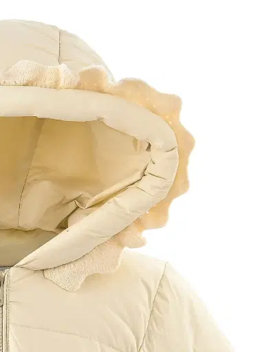 Mimi Tutu Little Girl's Ruffle-Hood Coat with Matching Scarf - Beige | Thumbnail 3 Mimi Tutu Little Girl's Ruffle-Hood Coat with Matching Scarf - Beige | Thumbnail 3