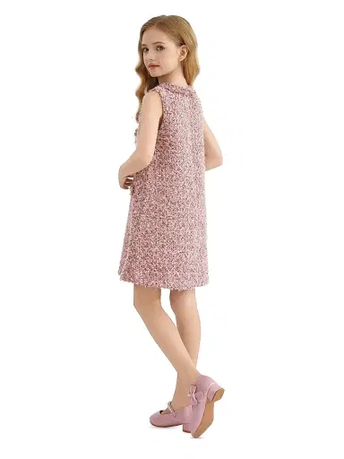 Tulleen Little Girl's & Girl's Tweed Sequin Shift Dress - Pink | Thumbnail 5 Tulleen Little Girl's & Girl's Tweed Sequin Shift Dress - Pink | Thumbnail 5
