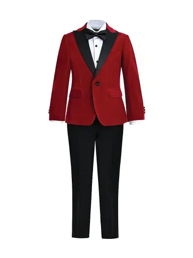 Moustache Little Boy's & Boy's Velvet Suit with Peak Lapel | Thumbnail 1 Moustache Little Boy's & Boy's Velvet Suit with Peak Lapel | Thumbnail 1