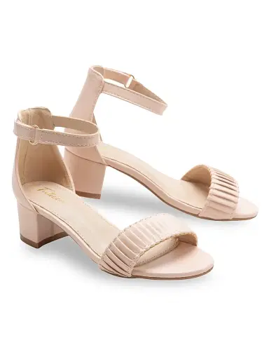 Tulleen Little Girl's and Girl's Pleated Lined Banded Block Heels - Pink 5 (Child) | Thumbnail 2 Tulleen Little Girl's and Girl's Pleated Lined Banded Block Heels - Pink 5 (Child) | Thumbnail 2