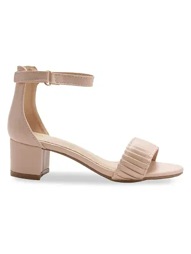 Tulleen Little Girl's and Girl's Pleated Lined Banded Block Heels - Pink 5 (Child) | Thumbnail 1 Tulleen Little Girl's and Girl's Pleated Lined Banded Block Heels - Pink 5 (Child) | Thumbnail 1