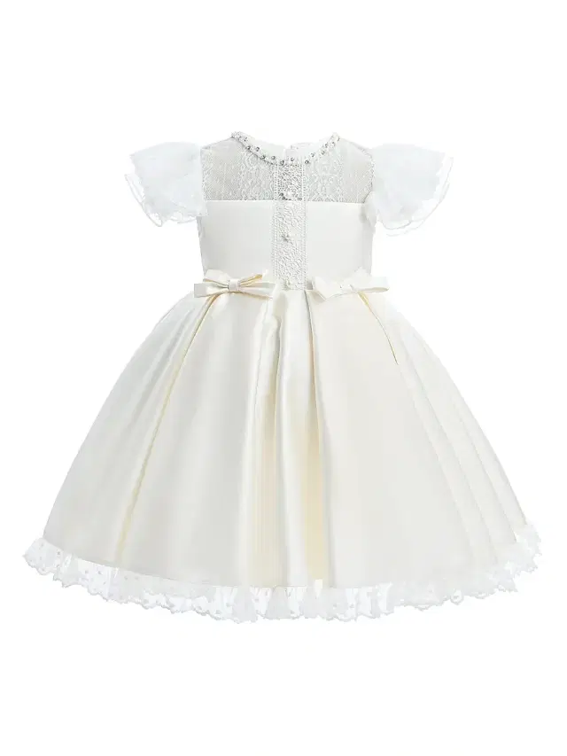 Little Girl's & Girl's Lace-Trim Puff Sleeve Dress - Little Girl's & Girl's Lace-Trim Puff Sleeve Dress -