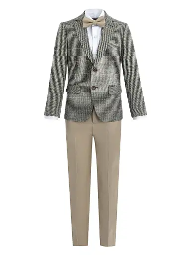 Moustache Little Boy's & Boy's Checkered Blazer and Trousers Set - Beige - Size 16 | Thumbnail 1 Moustache Little Boy's & Boy's Checkered Blazer and Trousers Set - Beige - Size 16 | Thumbnail 1