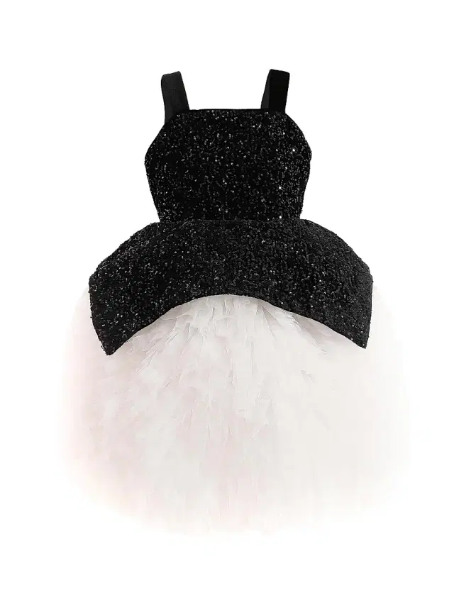 Little Girl's & Girl's Glitter Tulle Celebration Dress - Black Little Girl's & Girl's Glitter Tulle Celebration Dress - Black