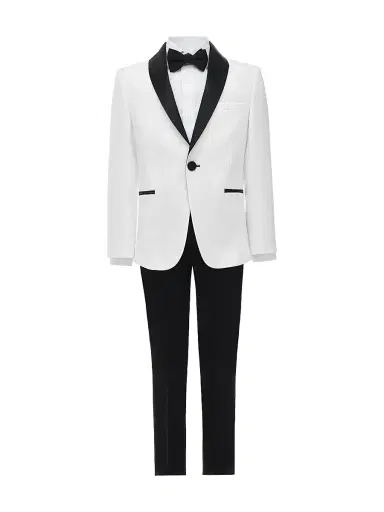 Moustache Little Boy's & Boy's Shawl Lapel Suit - White - Size 13 | Thumbnail 1 Moustache Little Boy's & Boy's Shawl Lapel Suit - White - Size 13 | Thumbnail 1
