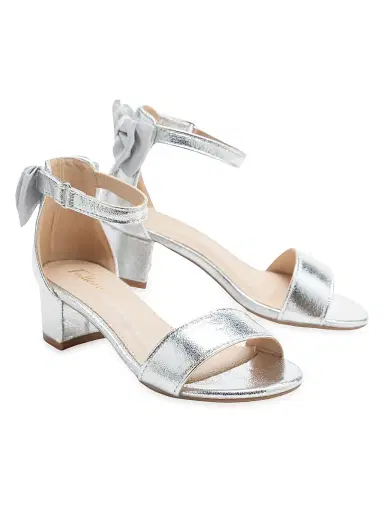 Tulleen Little Girl's & Girl's Metallic Banded Block Heels - Silver 7 (Child) | Thumbnail 2 Tulleen Little Girl's & Girl's Metallic Banded Block Heels - Silver 7 (Child) | Thumbnail 2