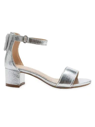 Tulleen Little Girl's & Girl's Metallic Banded Block Heels - Silver 7 (Child) | Thumbnail 1 Tulleen Little Girl's & Girl's Metallic Banded Block Heels - Silver 7 (Child) | Thumbnail 1
