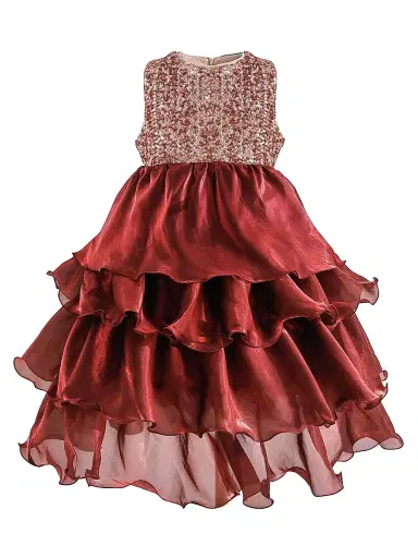 Tulleen Little Girl's & Girl's Tiered Satin Party Dress - Red | Thumbnail 1 Tulleen Little Girl's & Girl's Tiered Satin Party Dress - Red | Thumbnail 1