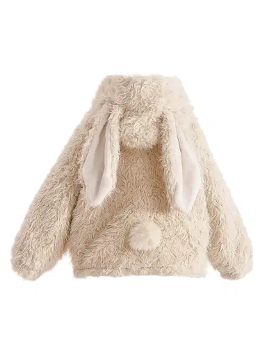 Tulleen Little Girl's & Girl's Bunny Ear Fuzzy Jacket - Beige | Thumbnail 2 Tulleen Little Girl's & Girl's Bunny Ear Fuzzy Jacket - Beige | Thumbnail 2