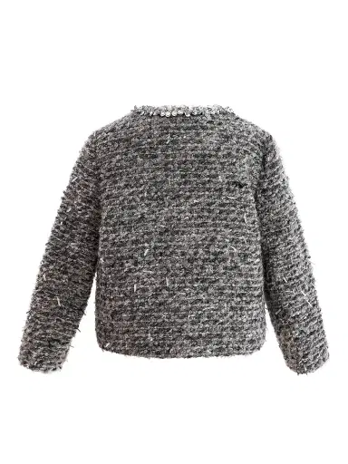 Tulleen Little Girl's & Girl's Bouclé Jewel-Collar Jacket - Grey | Thumbnail 2 Tulleen Little Girl's & Girl's Bouclé Jewel-Collar Jacket - Grey | Thumbnail 2