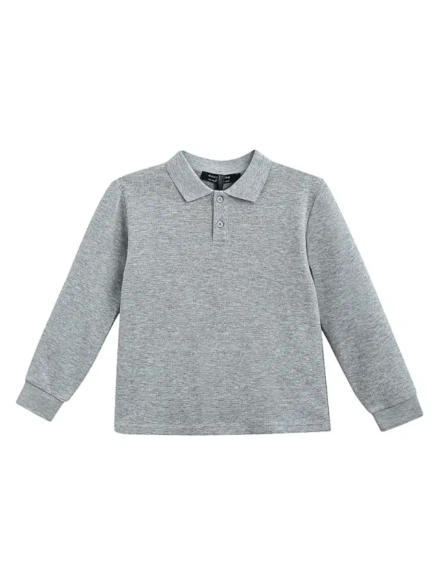 Little Boy's & Boy's Long Sleeve Polo Shirt - Grey - Size 14 Little Boy's & Boy's Long Sleeve Polo Shirt - Grey - Size 14