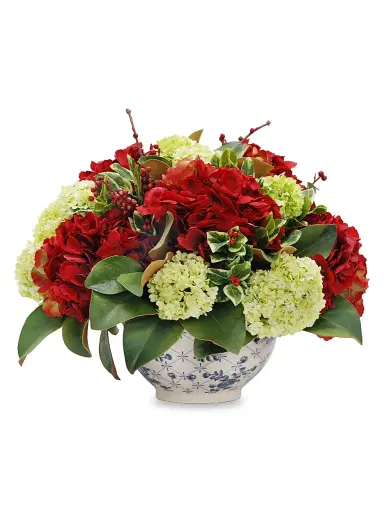 Winward Home Holiday Hydrangea & Magnolia Leaf In Bowl | Thumbnail 1 Winward Home Holiday Hydrangea & Magnolia Leaf In Bowl | Thumbnail 1