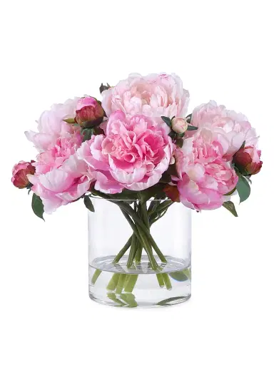 Winward Home Faux Floral Peonies in Glass Vase - Pink | Thumbnail 1 Winward Home Faux Floral Peonies in Glass Vase - Pink | Thumbnail 1