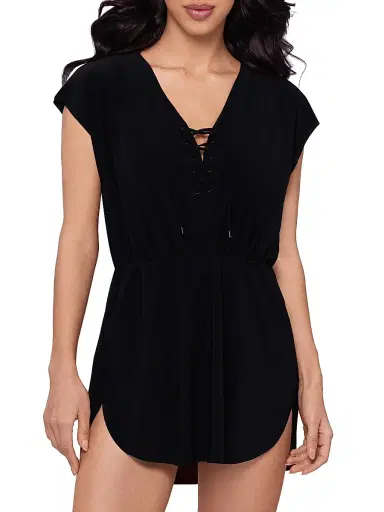 Magicsuit Women's Cover Ups Lace-Up Minidress - Black - Size Large | Thumbnail 2 Magicsuit Women's Cover Ups Lace-Up Minidress - Black - Size Large | Thumbnail 2