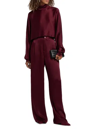 Lapointe Women's Pleated-Front Satin Pants | Thumbnail 2 Lapointe Women's Pleated-Front Satin Pants | Thumbnail 2