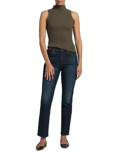 Leset Women's Blake Rib-Knit Sleeveless Turtleneck Sweater - Moss | Thumbnail 2 Leset Women's Blake Rib-Knit Sleeveless Turtleneck Sweater - Moss | Thumbnail 2