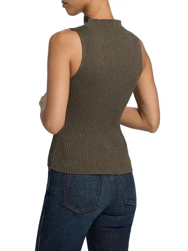 Leset Women's Blake Rib-Knit Sleeveless Turtleneck Sweater - Moss | Thumbnail 5 Leset Women's Blake Rib-Knit Sleeveless Turtleneck Sweater - Moss | Thumbnail 5