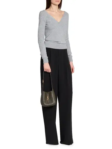 Saint Laurent Women's Le 5 à 7 Supple Baby Shoulder Bag in Grained Leather - Light Musk | Thumbnail 2 Saint Laurent Women's Le 5 à 7 Supple Baby Shoulder Bag in Grained Leather - Light Musk | Thumbnail 2