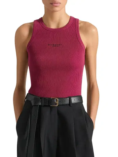 Givenchy Women's Slim Fit Tank Top in Cotton with Paris Print - Red Cherry - Size XL | Thumbnail 4 Givenchy Women's Slim Fit Tank Top in Cotton with Paris Print - Red Cherry - Size XL | Thumbnail 4