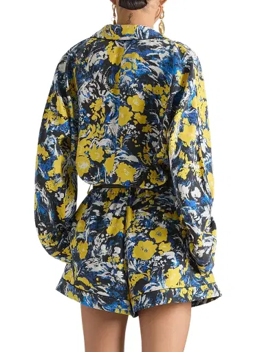 Givenchy Women's Shorts in Viscose with Floral Print - Blue Yellow | Thumbnail 3 Givenchy Women's Shorts in Viscose with Floral Print - Blue Yellow | Thumbnail 3