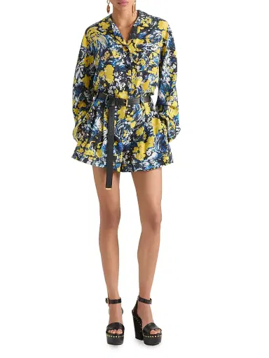Givenchy Women's Shorts in Viscose with Floral Print - Blue Yellow | Thumbnail 4 Givenchy Women's Shorts in Viscose with Floral Print - Blue Yellow | Thumbnail 4
