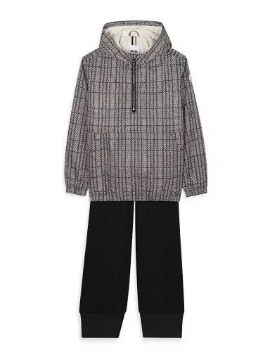 BOSS Little Boy's Half-Zip Hooded Windbreaker Jacket | Thumbnail 2 BOSS Little Boy's Half-Zip Hooded Windbreaker Jacket | Thumbnail 2