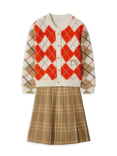Burberry Little Girl's & Girl's Estelle Check Wool Skirt - Dark Sand | Thumbnail 2 Burberry Little Girl's & Girl's Estelle Check Wool Skirt - Dark Sand | Thumbnail 2