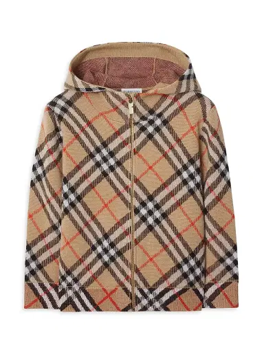 Burberry Baby's, Little Kid's & Kid's Check Wool Zip Hoodie - Sand Check | Thumbnail 1 Burberry Baby's, Little Kid's & Kid's Check Wool Zip Hoodie - Sand Check | Thumbnail 1