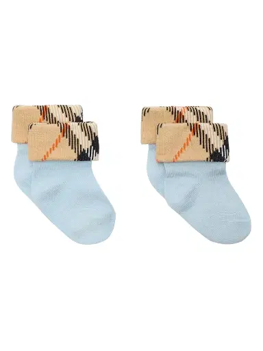 Burberry Baby Boy's Newborn 2-Pack Check Socks - Ice Blue - Size 6 Months | Thumbnail 2 Burberry Baby Boy's Newborn 2-Pack Check Socks - Ice Blue - Size 6 Months | Thumbnail 2
