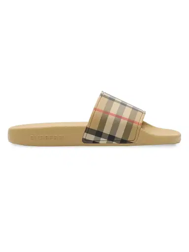 Burberry Kid's Check Pool Slides - Sand 1 (Child) | Thumbnail 1 Burberry Kid's Check Pool Slides - Sand 1 (Child) | Thumbnail 1